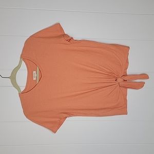 Madewell Orange Short Sleeve Top with Front Tie